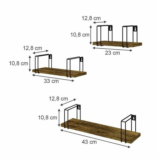 Półka ścienna drewniana drewna wiszące Pływające Loft Regał