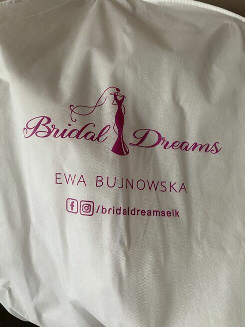 Suknia ślubna piękna rozcięcie na nogę oddzielne rękawki r.S