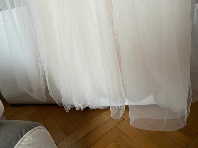 Suknia ślubna piękna rozcięcie na nogę oddzielne rękawki r.S