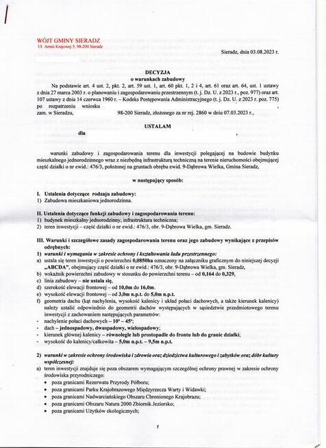 Działka budowlana - Dąbrowa Wielka