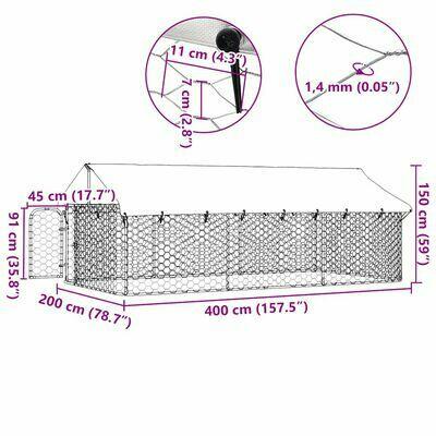 Kojec dla psa z zadaszeniem, 400 x 200 x 150 cm vidaXL