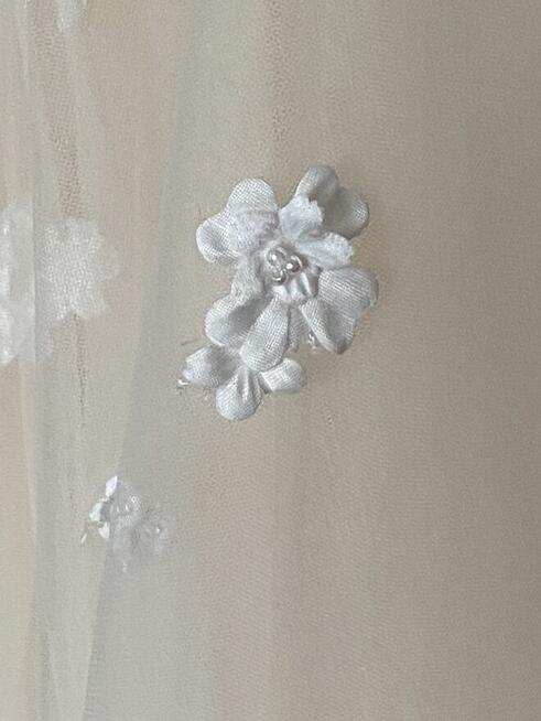 Suknia ślubna piękna rozcięcie na nogę oddzielne rękawki r.S