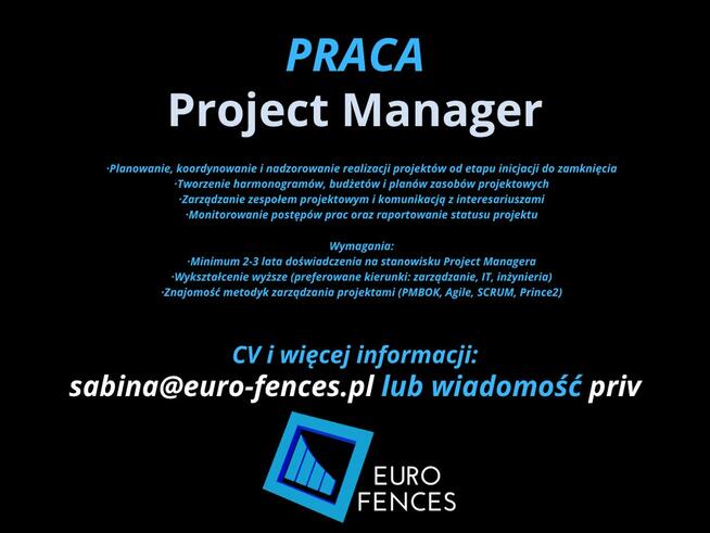 Project Manager - Nowoczesne ogrodzenia aluminiowe EuroFence