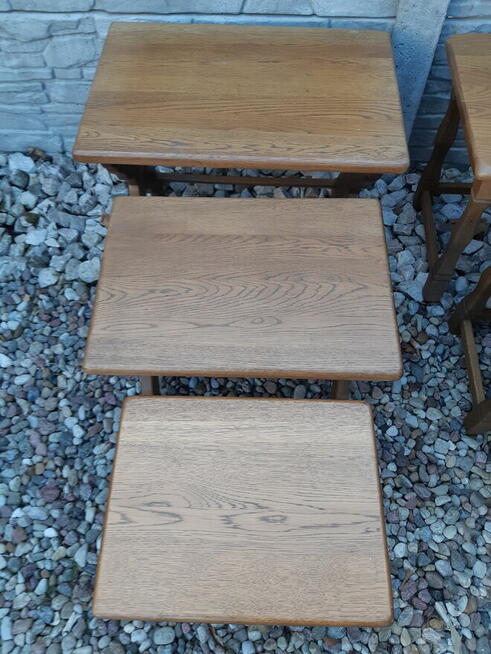 Stoliki Trojaki Kwietniki Stolik Kwietnik Dębowe Zestaw 3szt