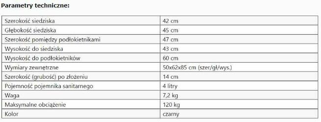 Krzesło toaletowe tapicerowane wodoodporne składane