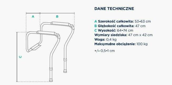 Uchwyt poręcz do toalety z regulacją wysokości