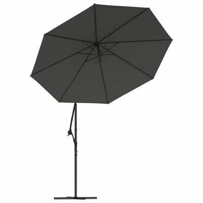Parasol wiszący z LED i stalowym słupkiem, 300 cm vidaXL