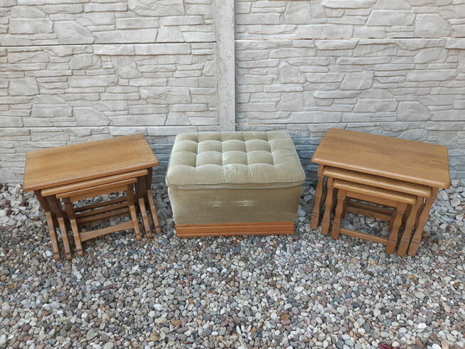 Stoliki Trojaki Kwietniki Stolik Kwietnik Dębowe Zestaw 3szt