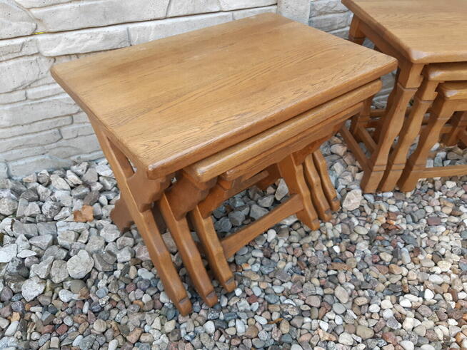 Stoliki Trojaki Kwietniki Stolik Kwietnik Dębowe Zestaw 3szt