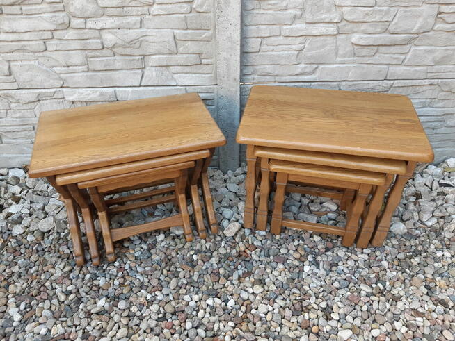 Stoliki Trojaki Kwietniki Stolik Kwietnik Dębowe Zestaw 3szt