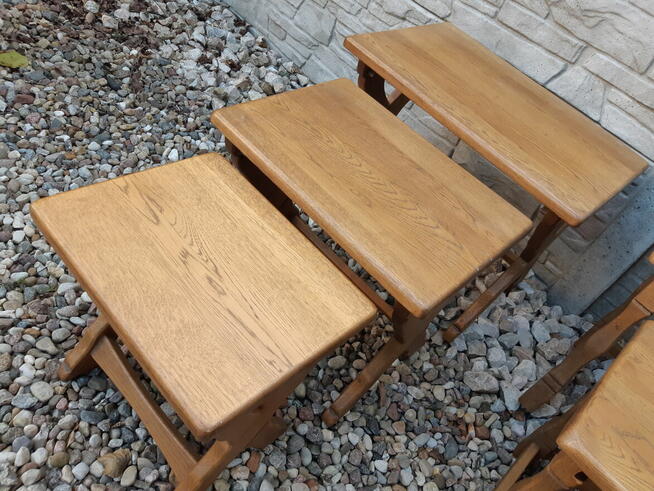 Stoliki Trojaki Kwietniki Stolik Kwietnik Dębowe Zestaw 3szt