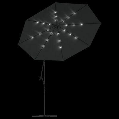 Parasol wiszący z LED i stalowym słupkiem, 300 cm vidaXL