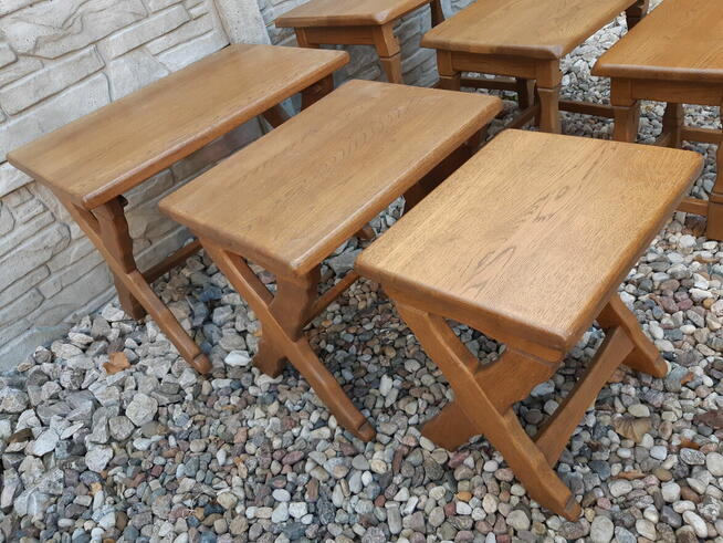 Stoliki Trojaki Kwietniki Stolik Kwietnik Dębowe Zestaw 3szt