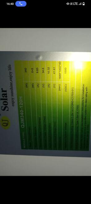 Panele fotowoltaiczne QJM340-120