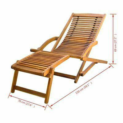 Leżak tarasowy z podnóżkiem, lite drewno akacjowe vidaXL