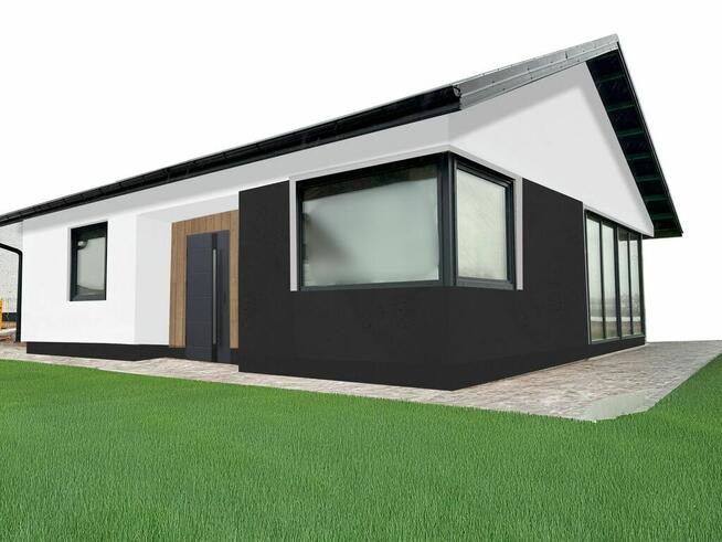 Nowy parterowy dom z pompą ciepła.