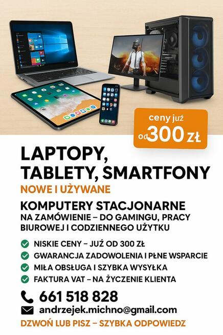 Tanie laptopy tablety smartfony kompy gaming nowe i używane