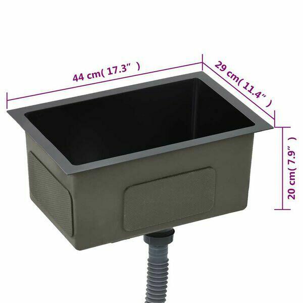 Ręcznie robiony zlewozmywak, czarny, stal nierdzewna vidaXL