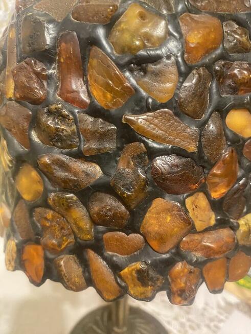 Bursztynowa witrażowa Lampka