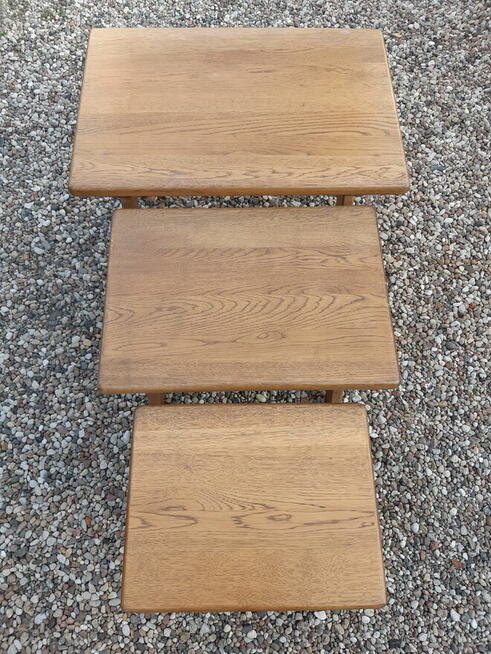 Stoliki Trojaki Kwietniki Stolik Kwietnik Dębowe Zestaw 3szt