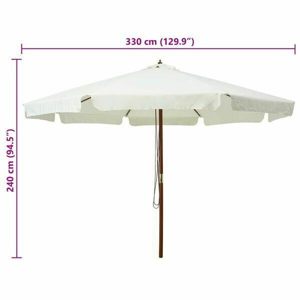 Parasol ogrodowy na drewnianym słupku, 330 cm vidaXL