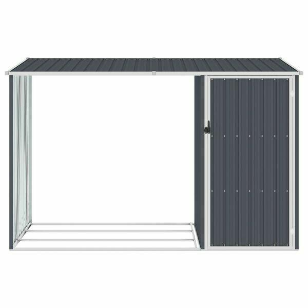 Szopa z wiatą na drewno, antracyt, 245x98x159cm, stal vidaXL