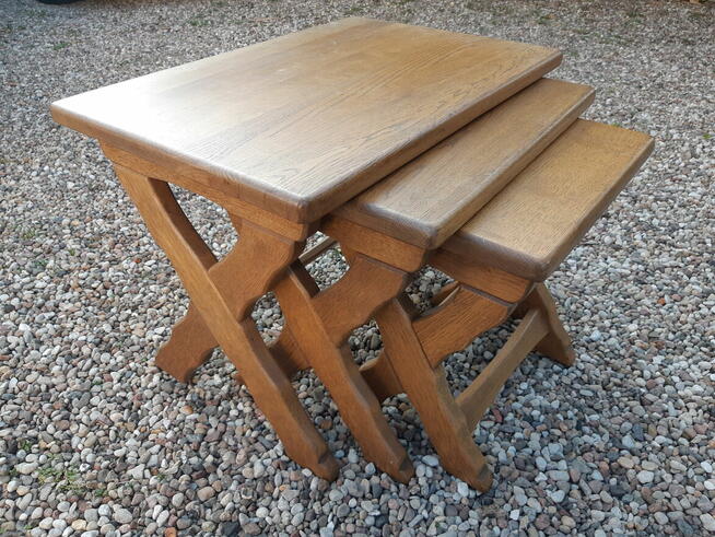 Stoliki Trojaki Kwietniki Stolik Kwietnik Dębowe Zestaw 3szt