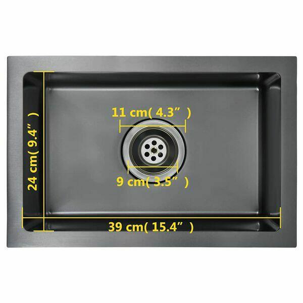 Ręcznie robiony zlewozmywak, czarny, stal nierdzewna vidaXL