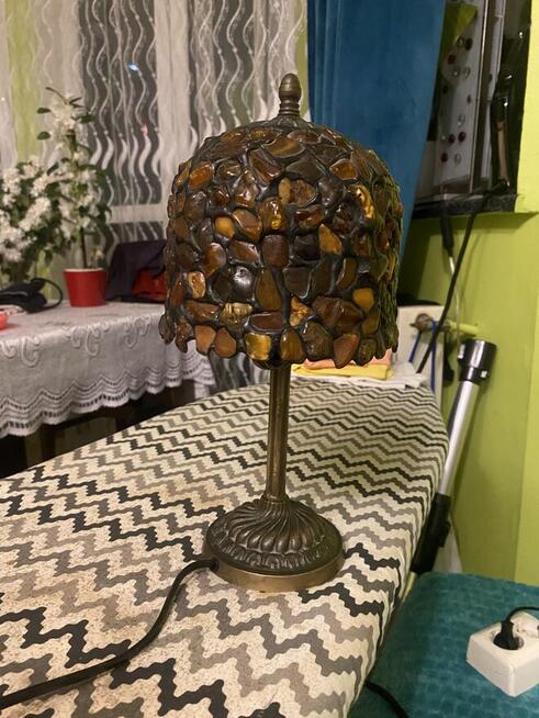 Bursztynowa witrażowa Lampka