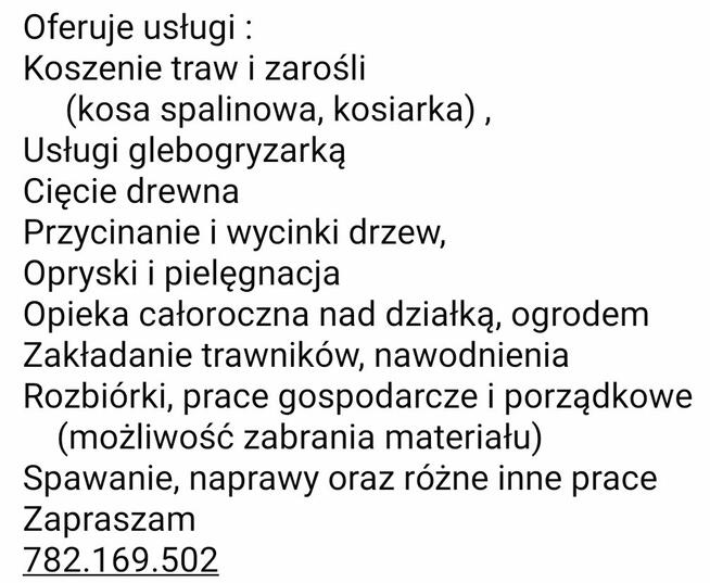 Cięcie trawy, zarośli, drewna, trawniki, działki, pielęgnacj