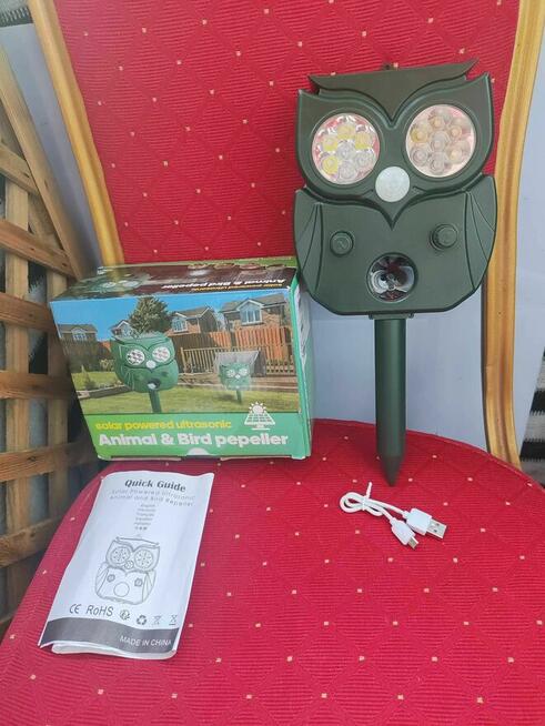 Odstraszacz Solarny ultradźwiękowy zwierząt na ptaki krety