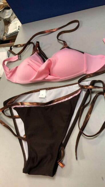 M strój kąpielowy dwuczęściowy brązowy różowy