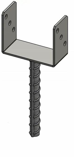 Podstawa słupa z prętem kotwa 120x120mm do wmurowania Ocynk