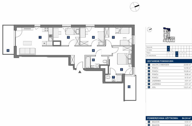 DUŻE | M5 | PRZESTRONNE | BALKON + BALKON