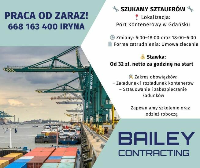 PRACA OD ZARAZ – SZTAUER - PORT GDAŃSK