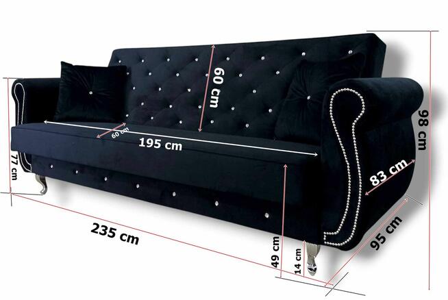 Zestaw mebli Kanapa Glamour Fotel Fotele podnóżek otwierany