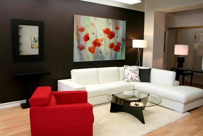 Czerwone Maki, obraz olejny ręcznie malowany, L. Olbrycht