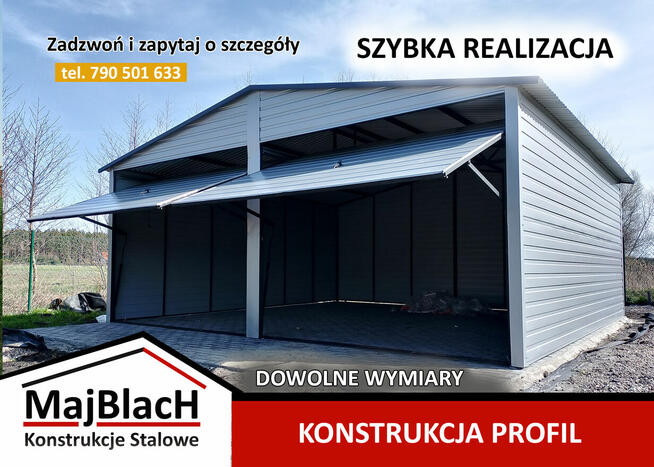 Garaż Blaszany 6x6 - SZYBKA REALIZACJA– Maj-Blach