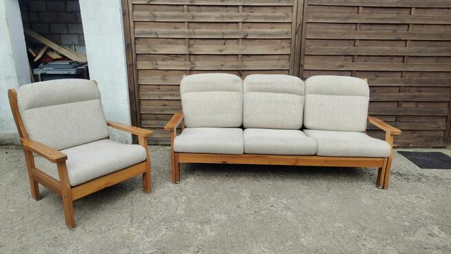 Komplet kanapa + fotel drewno sosnowe lata 80 WYPRZEDAŻ!