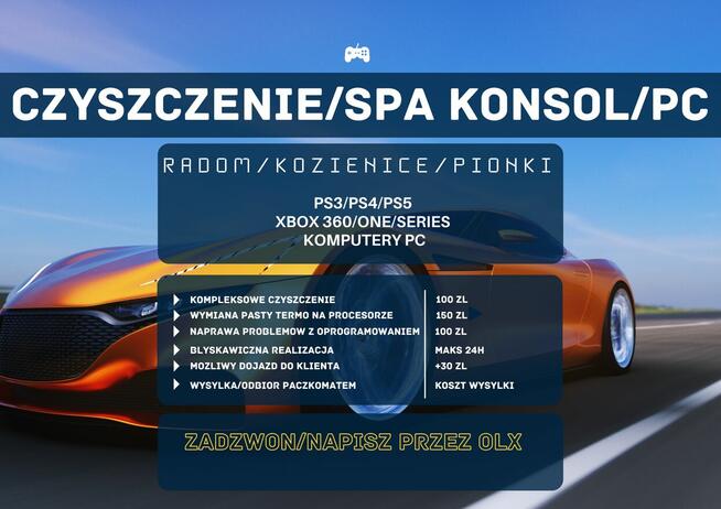 Czyszczenie/SPA konsol i PC - Dojazd/Paczkomat