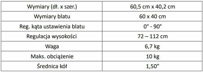 Stolik przyłóżkowy z regulacją wysokości