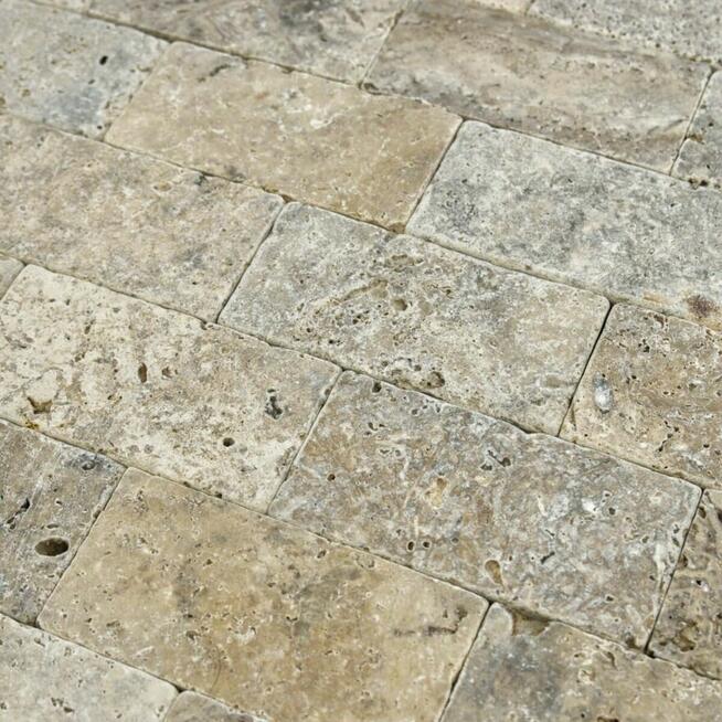 Płytki Trawertyn Silver Ash bębnowany 30,5x10x1 cm