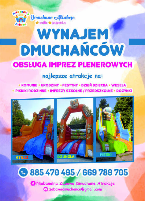 Wynajem dmuchańce, wata, popcorn, urodziny, festyny, OPOLSKIE