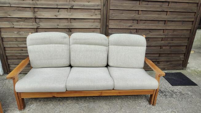 Komplet kanapa + fotel drewno sosnowe lata 80 WYPRZEDAŻ!