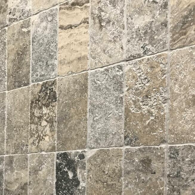 Płytki Trawertyn Silver Ash bębnowany 15,2x7,5x1 cm