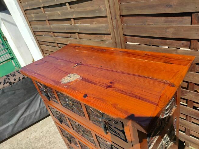 Komoda drewniana rzeźbiona unikat wysoka