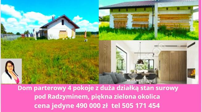 Dom parterowy 4 pokoje działka 960m Radzymin Guzowatka blisk