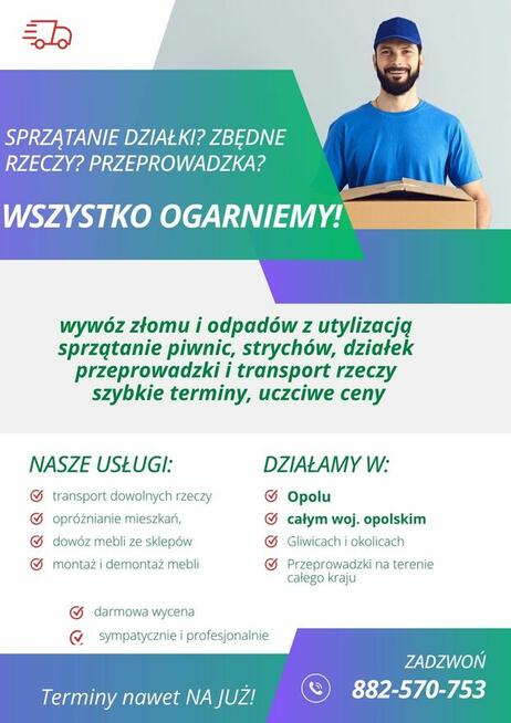 opróżnianie mieszkań, przeprowadzki, transport rzeczy