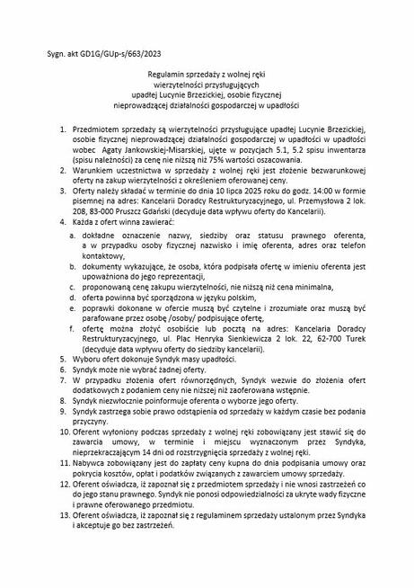 Syndyk sprzeda wierzytelności