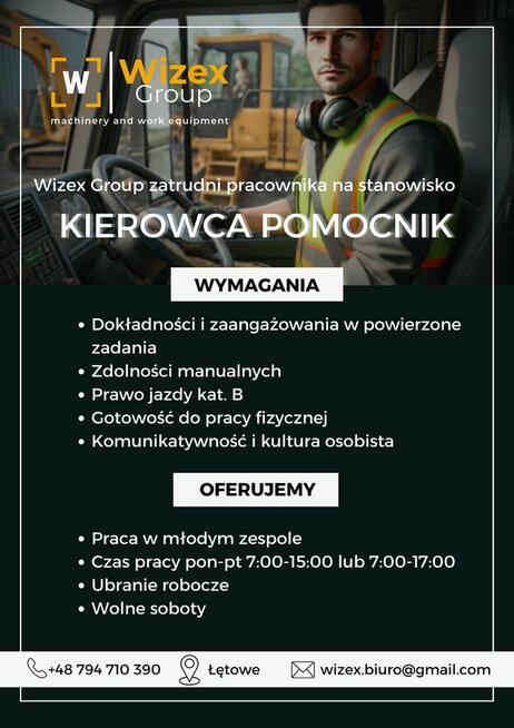 Zatrudnimy kierowce/ pomocnika